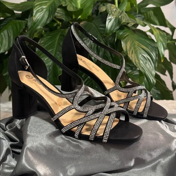Bella Vita Aliette Black Rinestone Accents Heeled Dress Sandal - Women's 10 WW - Picture 4 of 14